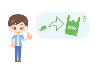 人物＿エコバック＿折りたたみ_男性＿ブルー