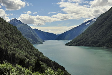 Fototapeta na wymiar Norwegian fjords. Geirangerfjord is one of the most beautiful places in the world.