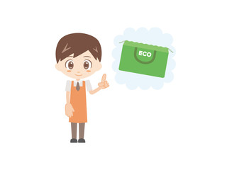 人物＿エコバック＿大バッグ_スーパー店員＿男性