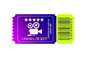 ticket of cinema for movie. 3d paper coupon tickets for theater icon. ticket cinema on isolated background. Pass ticket on film vector illustration