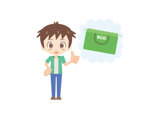 人物＿エコバック＿大バッグ_男性＿グリーン