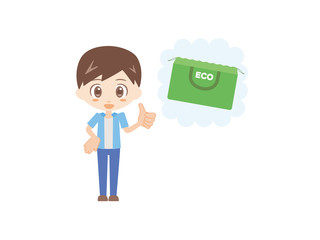 人物＿エコバック＿大バッグ_男性＿ブルー