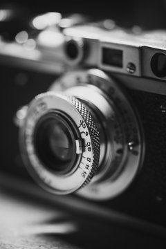 Fototapeta Retro Photo Camera black and white close up