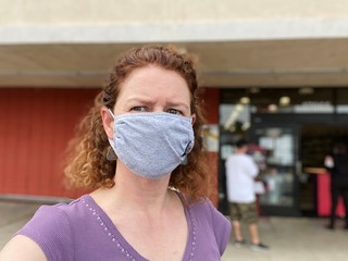 woman in protective mask