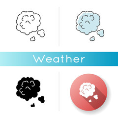 Dust in air icon. Linear black and RGB color styles. Environment contamination, ecology pollution, urban smog. Weather forecast, health hazard. Dusty cloud isolated vector illustrations
