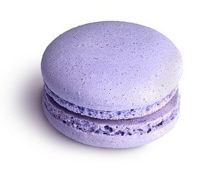 One purple macaroon angled view