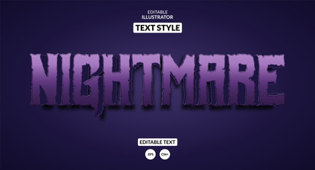 Nightmare dark puple text effect, Editable text effect
