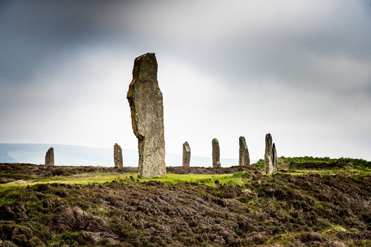 primo piano di pietra eretta di Stenness, Scozia