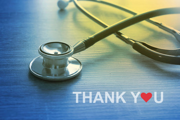 Stethoscope with "Thank You" Message for Doctor and Medical Staff