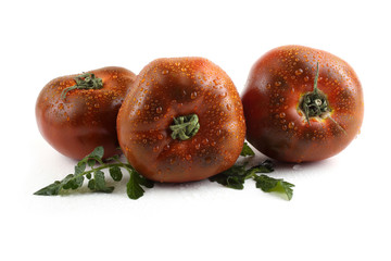Dark tomatoes and leaves