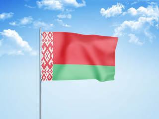 Belarus flag waving sky background 3D illustration
