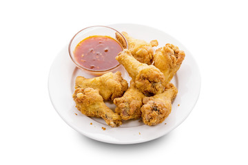 Fried checken on white plate
