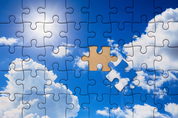 Clean cloud sky puzzle overlay for important part to making good environment concept.