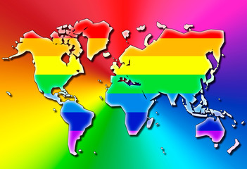 World map in rainbow colors