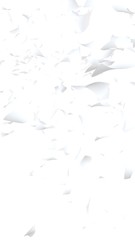 Flying sheets of paper isolated on white background. Abstract money is flying in the air. Vertical orientation. 3D illustration