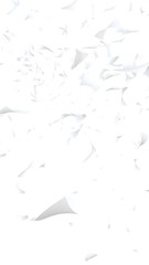 Flying sheets of paper isolated on white background. Abstract money is flying in the air. Vertical orientation. 3D illustration