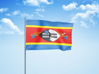 Eswatini flag waving sky background 3D illustration