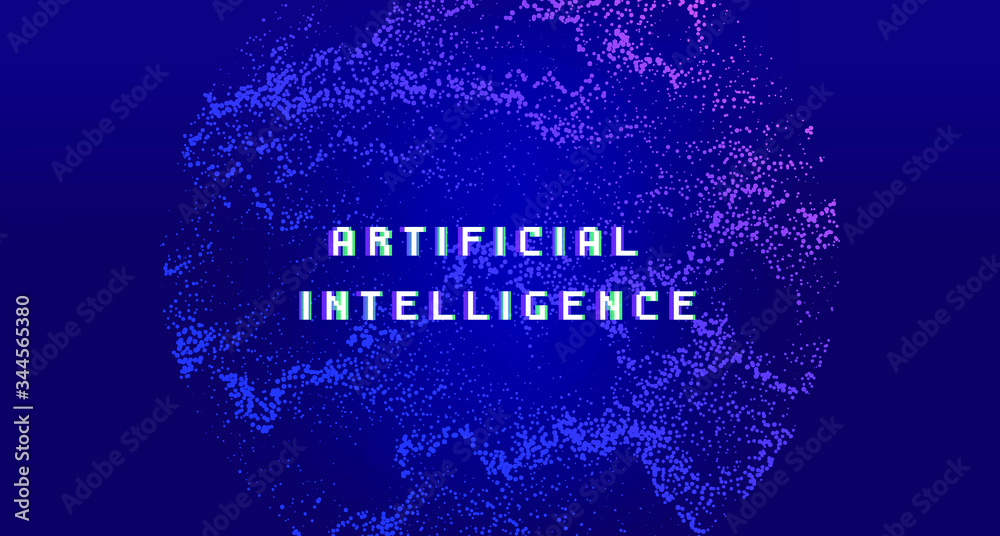 Aufkleber Dotted surface made of particles. Cover or poster for high tech systems: Artificial Intelligence, Deep Learning, Neural networks.