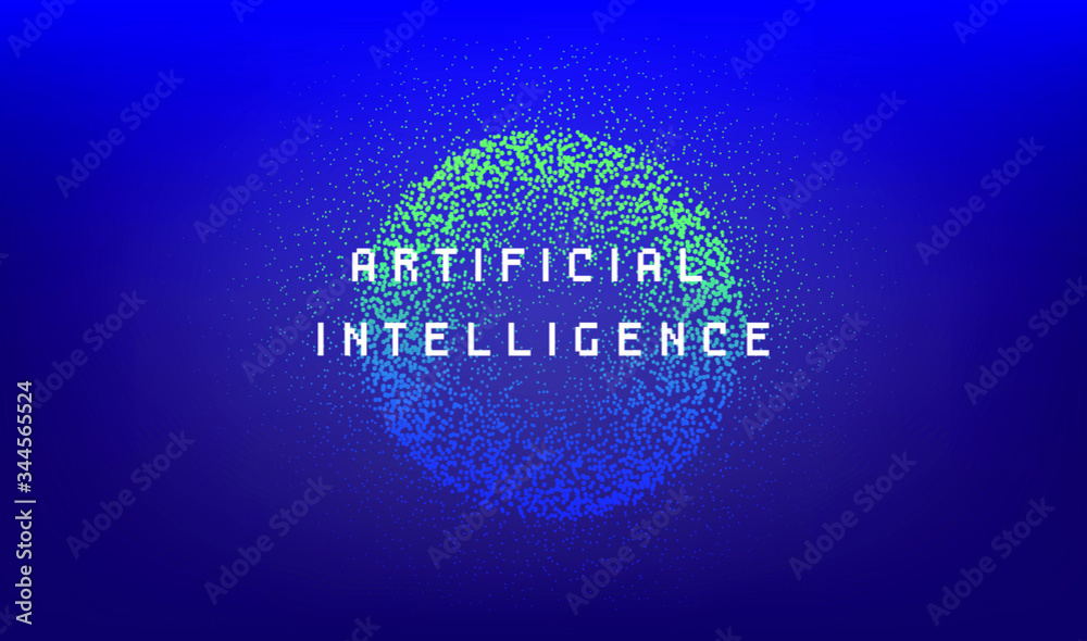 Aufkleber Dotted sphere made of particles. Cover or poster for high tech systems: Artificial Intelligence, Deep Learning, Neural networks.