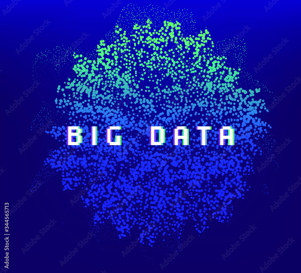 Poster Dotted sphere made of particles. Cover or poster for high tech systems: Artificial Intelligence, Deep Learning, Neural networks.