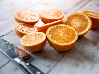 fresh oranges cut in halves