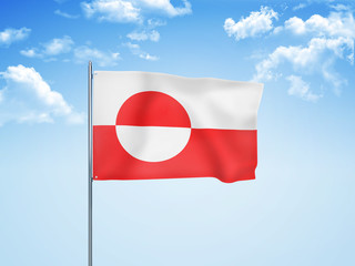 Greenland flag waving sky background 3D illustration