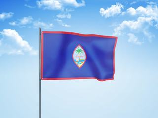 Guam flag waving sky background 3D illustration