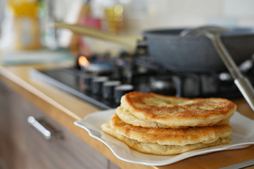 step-by-step recipe simple cake dough instructions fry in a pan simple food concept