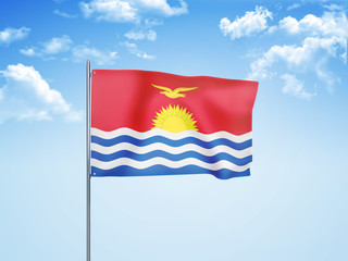 Kiribati flag waving sky background 3D illustration