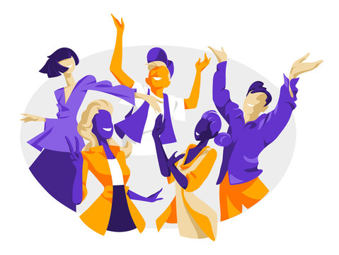 Persone giovani sorridenti che esprimono gioia, felicit&agrave;, soddisfazione, emozioni positive