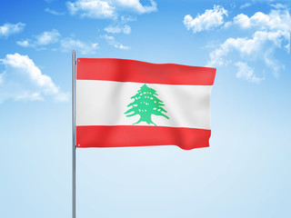Lebanon flag waving sky background 3D illustration