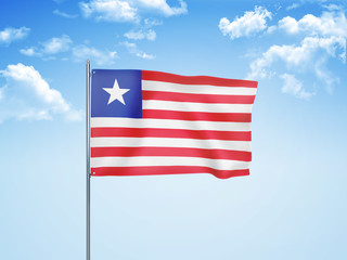 Liberia flag waving sky background 3D illustration