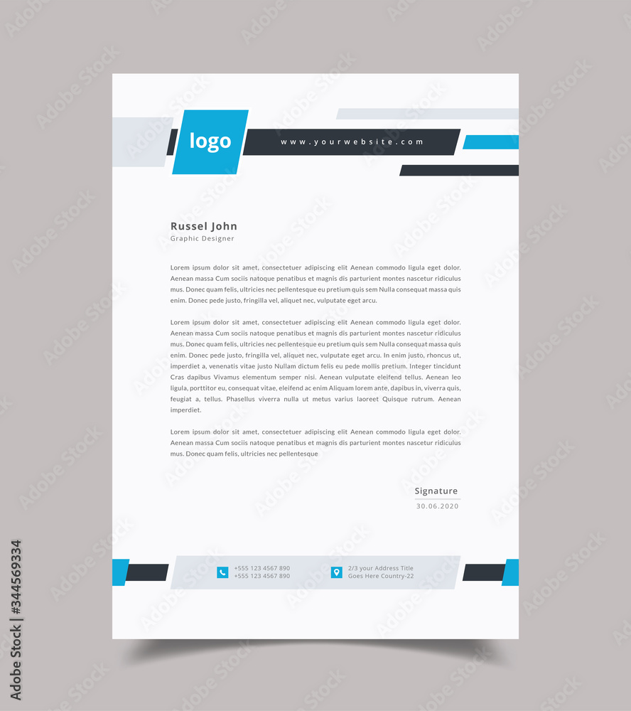 Wall mural Corporate Modern Abstract Letterhead Design Template