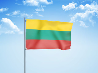 Lithuania flag waving sky background 3D illustration
