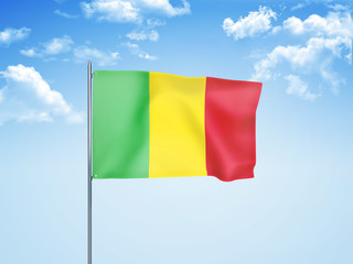 Mali flag waving sky background 3D illustration