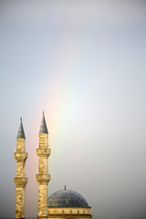 View of minaret of mosque in Istanbul