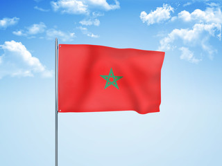 Morocco flag waving sky background 3D illustration