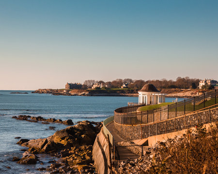 view rom the cliffwalk in newport rhode island