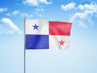 Panama flag waving sky background 3D illustration