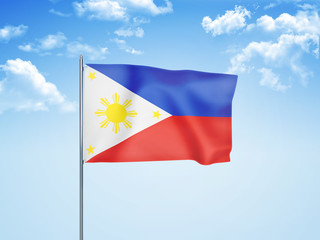 Philippines flag waving sky background 3D illustration