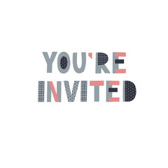 You are invited party lettering illustration card
