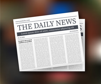 Vector mock up of a blank daily newspaper. Fully editable whole newspaper in clipping mask. Vector stock illustration.