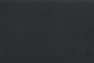 Metal mesh background pattern. Closeup of audio speaker protection perforated plate