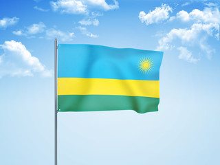Rwanda flag waving sky background 3D illustration
