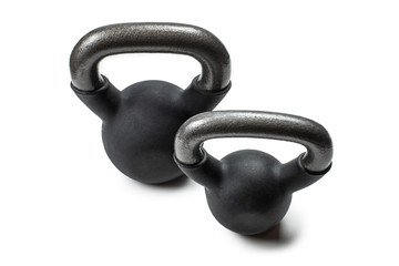 Black weight isolated on white. 4 kg weight.