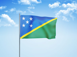 Solomon Islands flag waving sky background 3D illustration