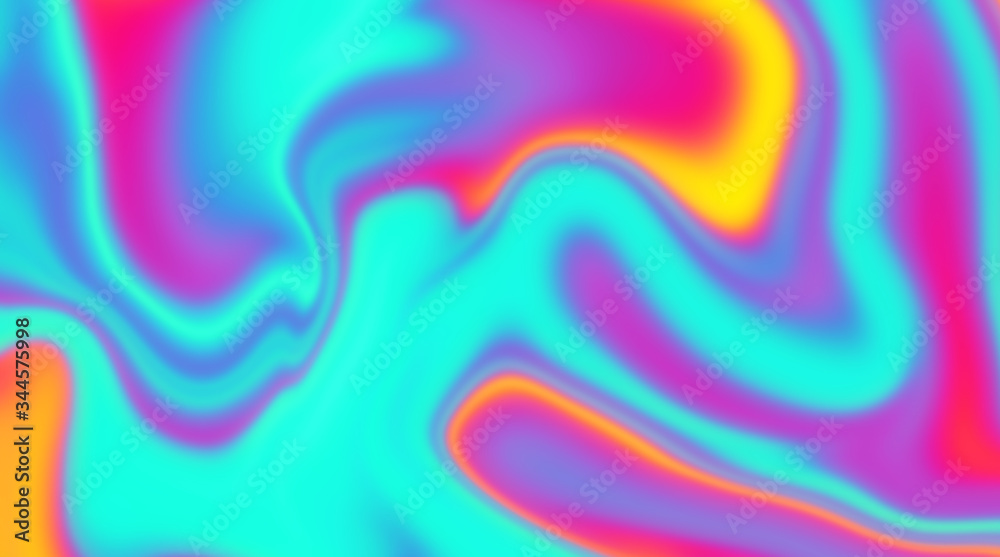 Poster trendy texture with polarization effect and colorful neon holographic stains. abstract background in