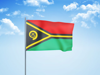 Vanuatu flag waving sky background 3D illustration