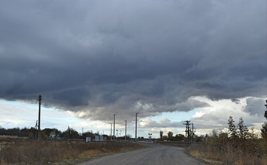 storm clouds over the road