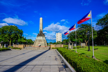 Monument in memory of Jose Rizal in Rizal park in Metro Manila, Philippines - obrazy, fototapety, plakaty